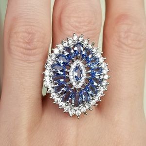 🆕️Sterling Silver-Blue Tanzanite/White CZ Ring